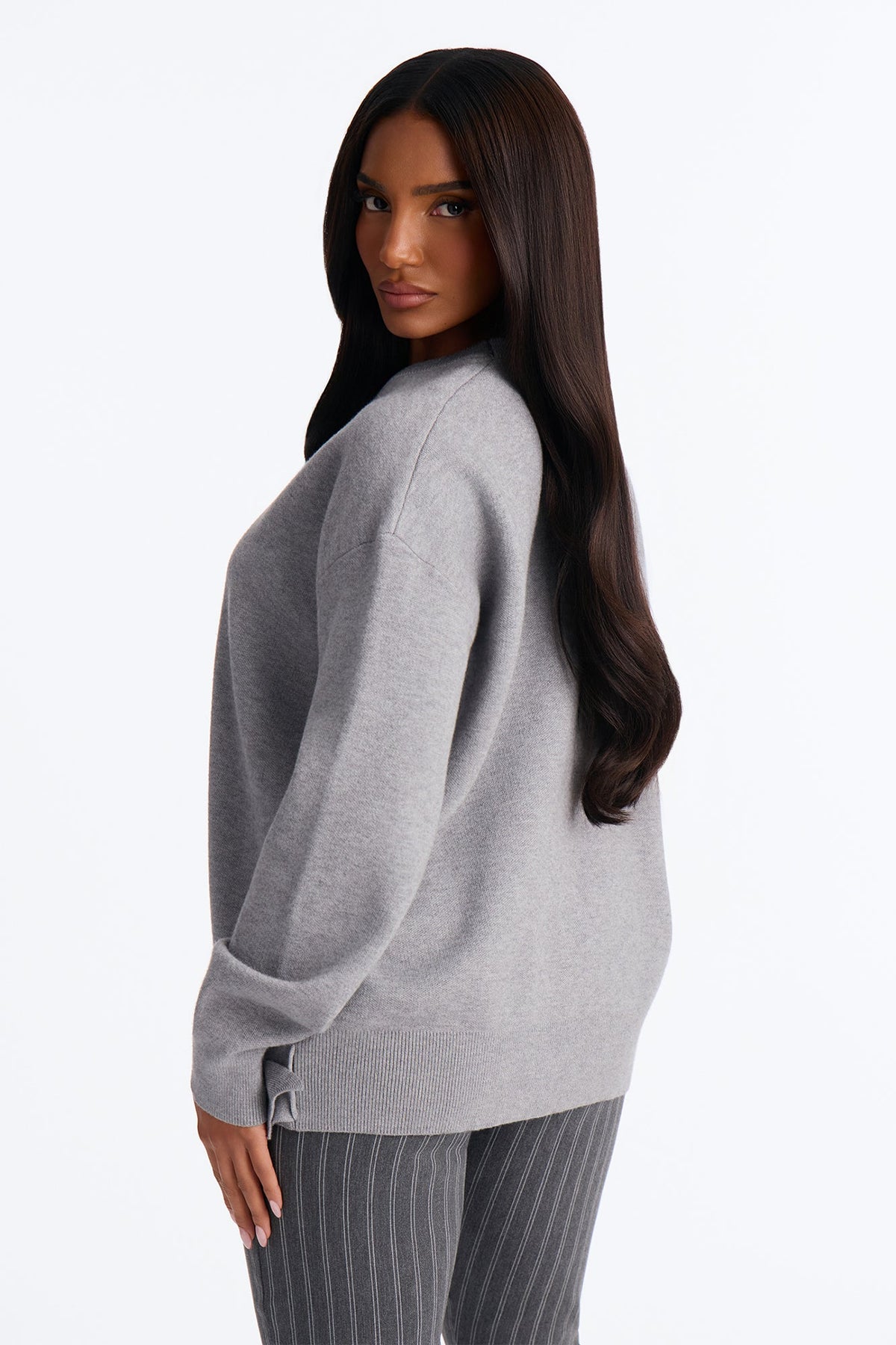 Gentle Winds Drop Waist Belted Sweater - Heather Grey