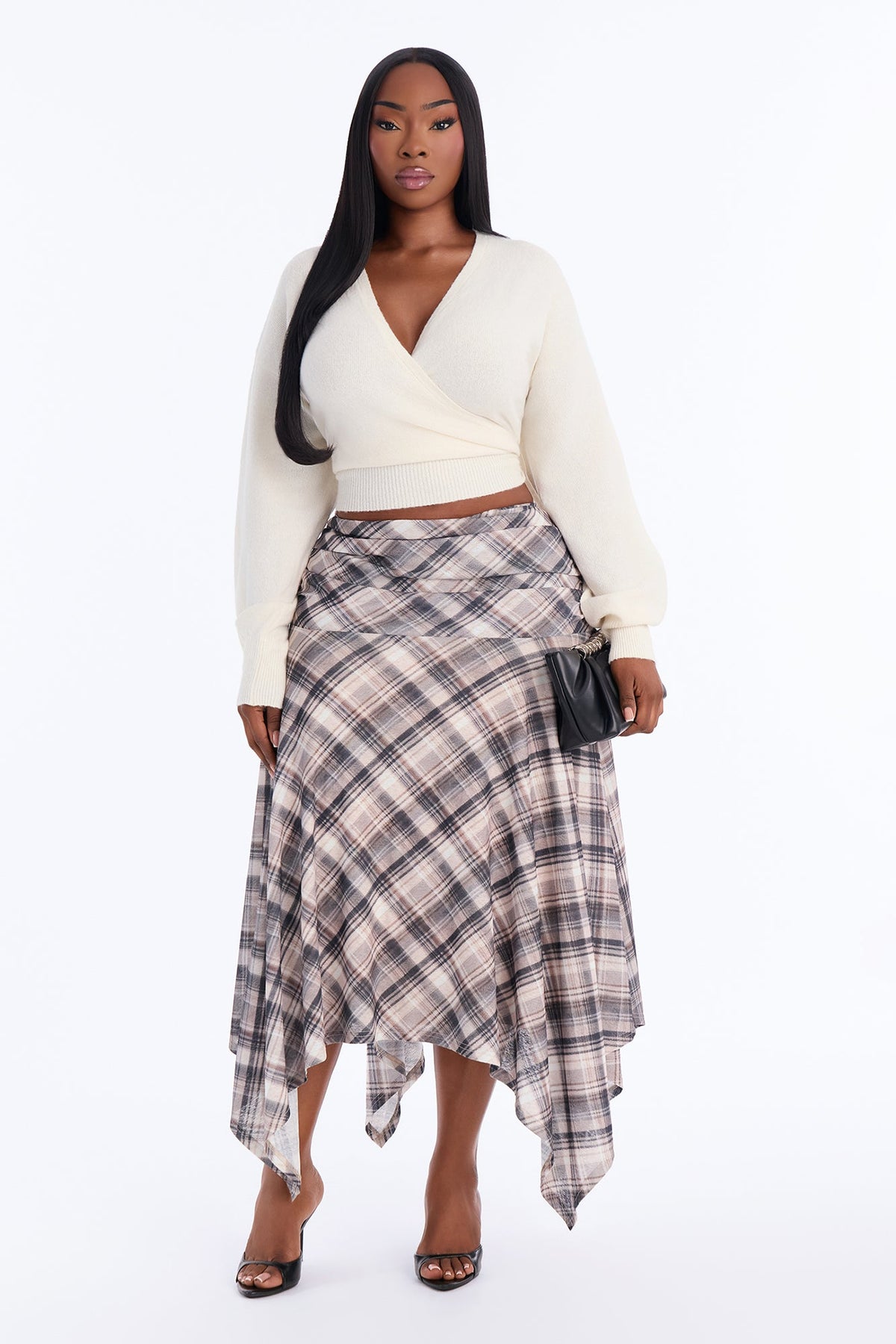 Madalyn Surplice Neck Long Sleeve Sweater - Ivory