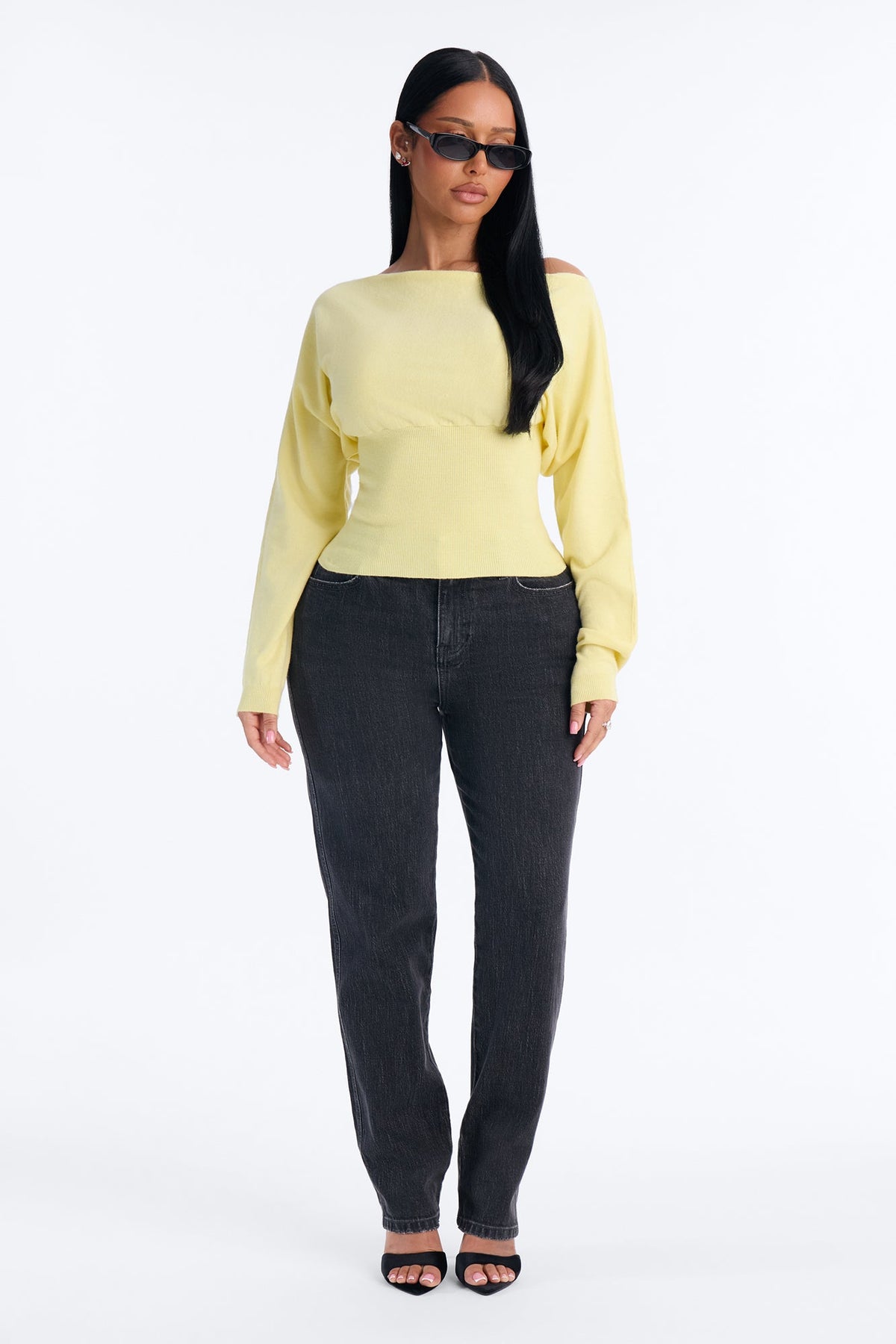 Eileen Off Shoulder Long Sleeve Sweater - Butter Yellow