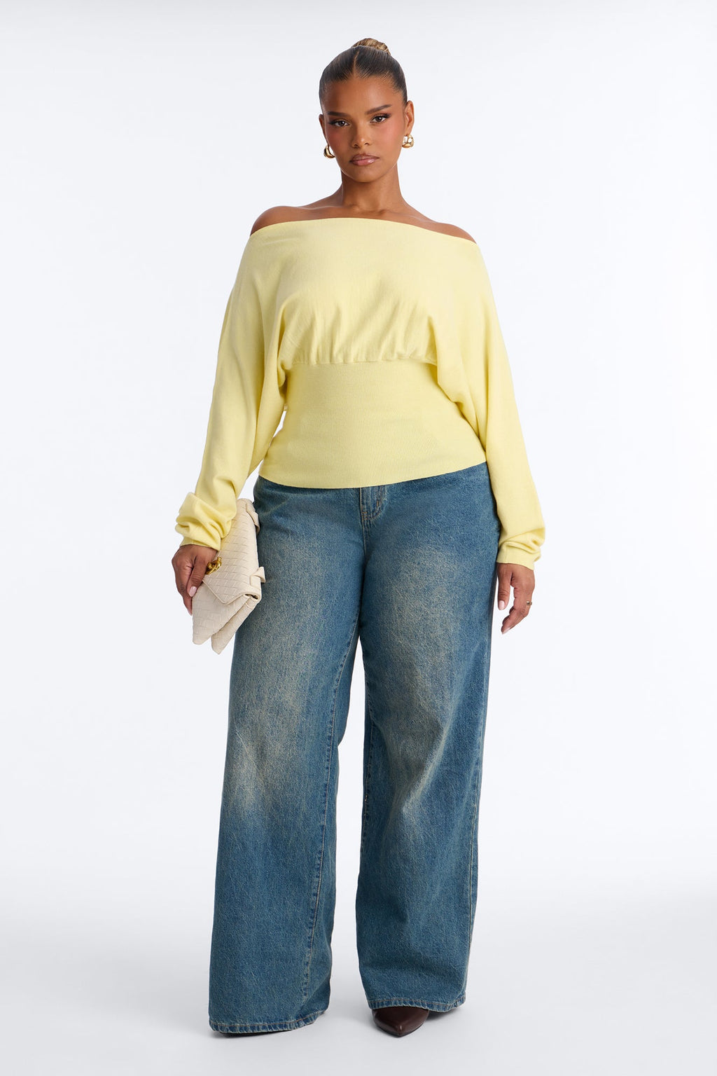 Eileen Off Shoulder Long Sleeve Sweater - Butter Yellow