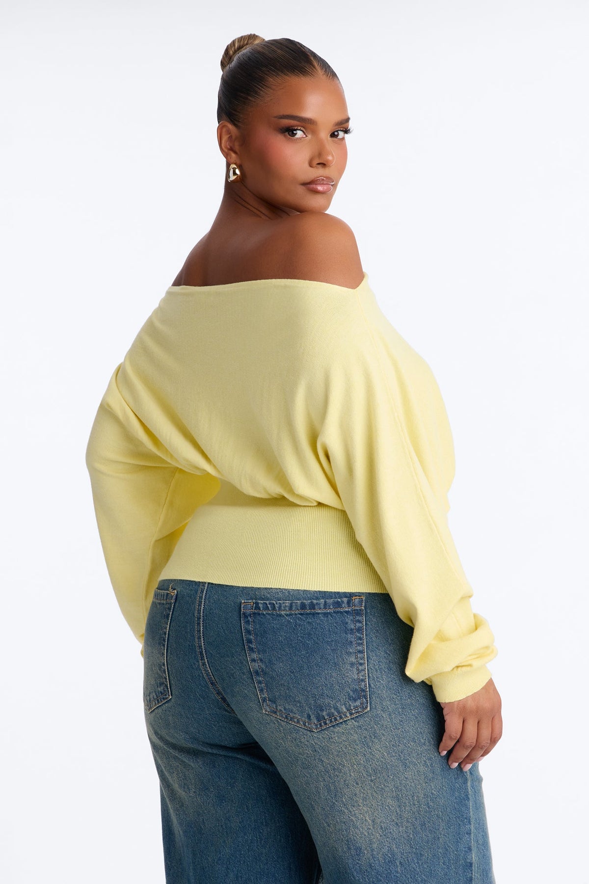 Eileen Off Shoulder Long Sleeve Sweater - Butter Yellow