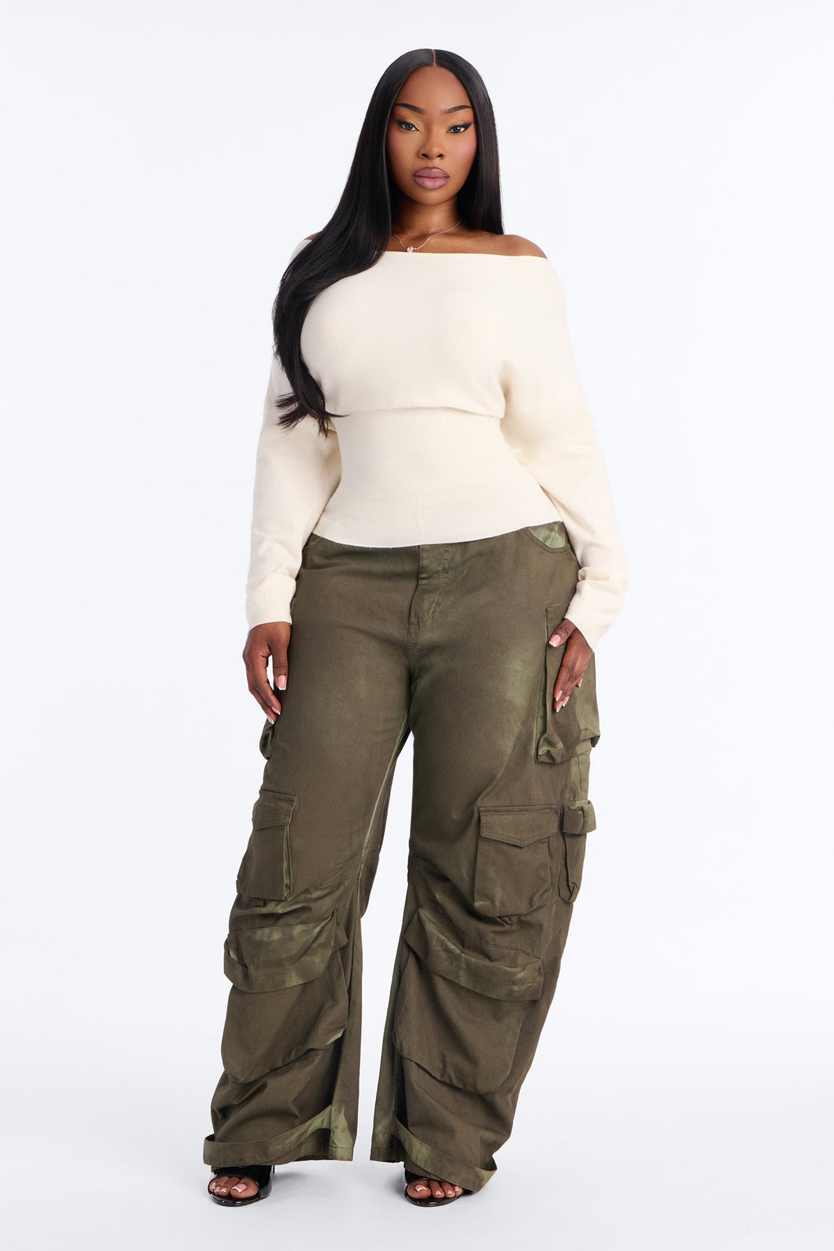 Eileen Off Shoulder Long Sleeve Sweater - Ivory