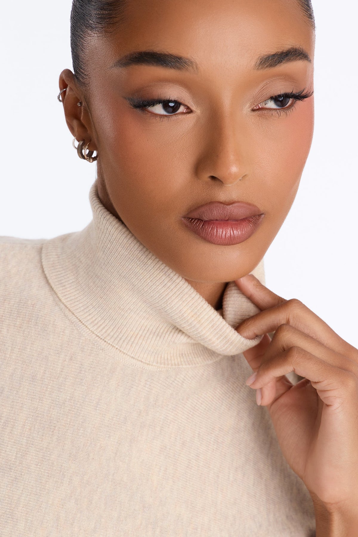 Classy Chic Turtleneck Poncho Sweater - Beige