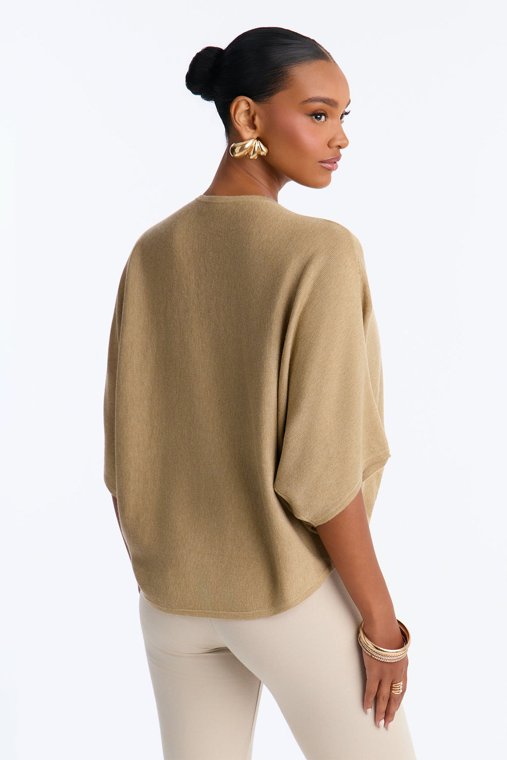 Annah Surplice Sweater Top - Taupe