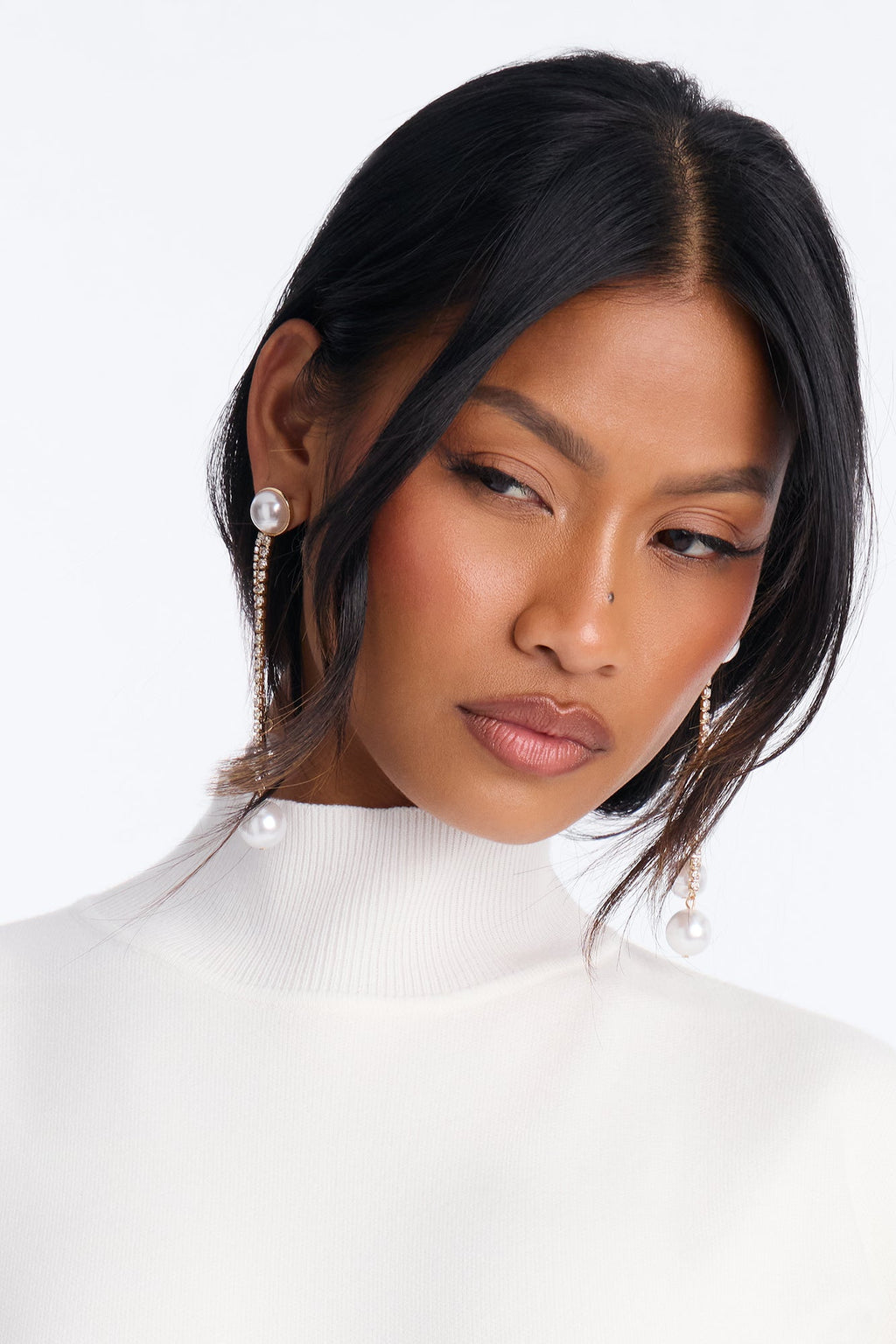 Pure Heart Mock Neck Sweater Bodysuit - Cream
