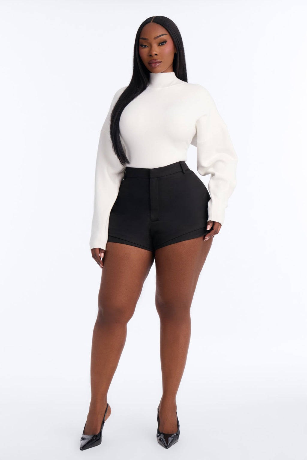 Pure Heart Mock Neck Sweater Bodysuit - Cream