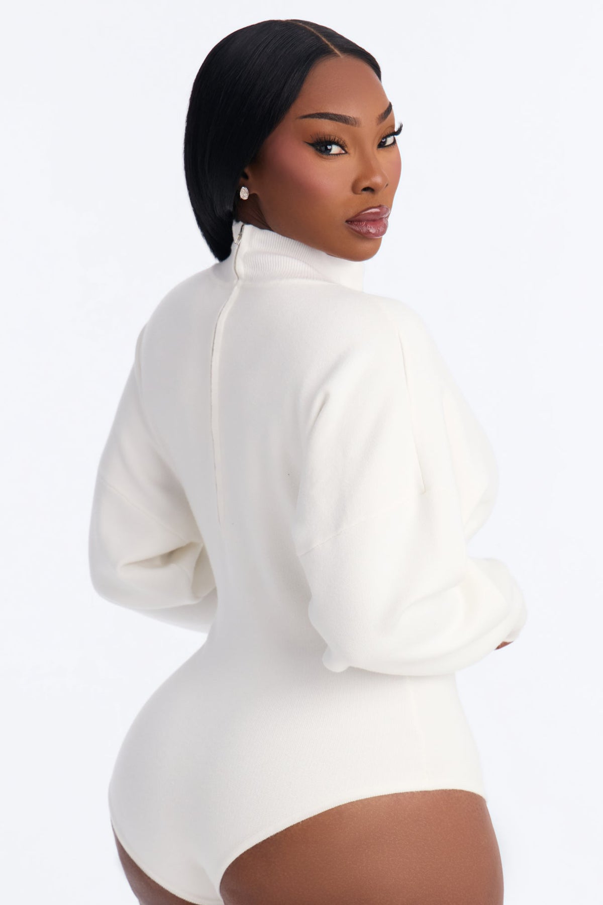 Pure Heart Mock Neck Sweater Bodysuit - Cream