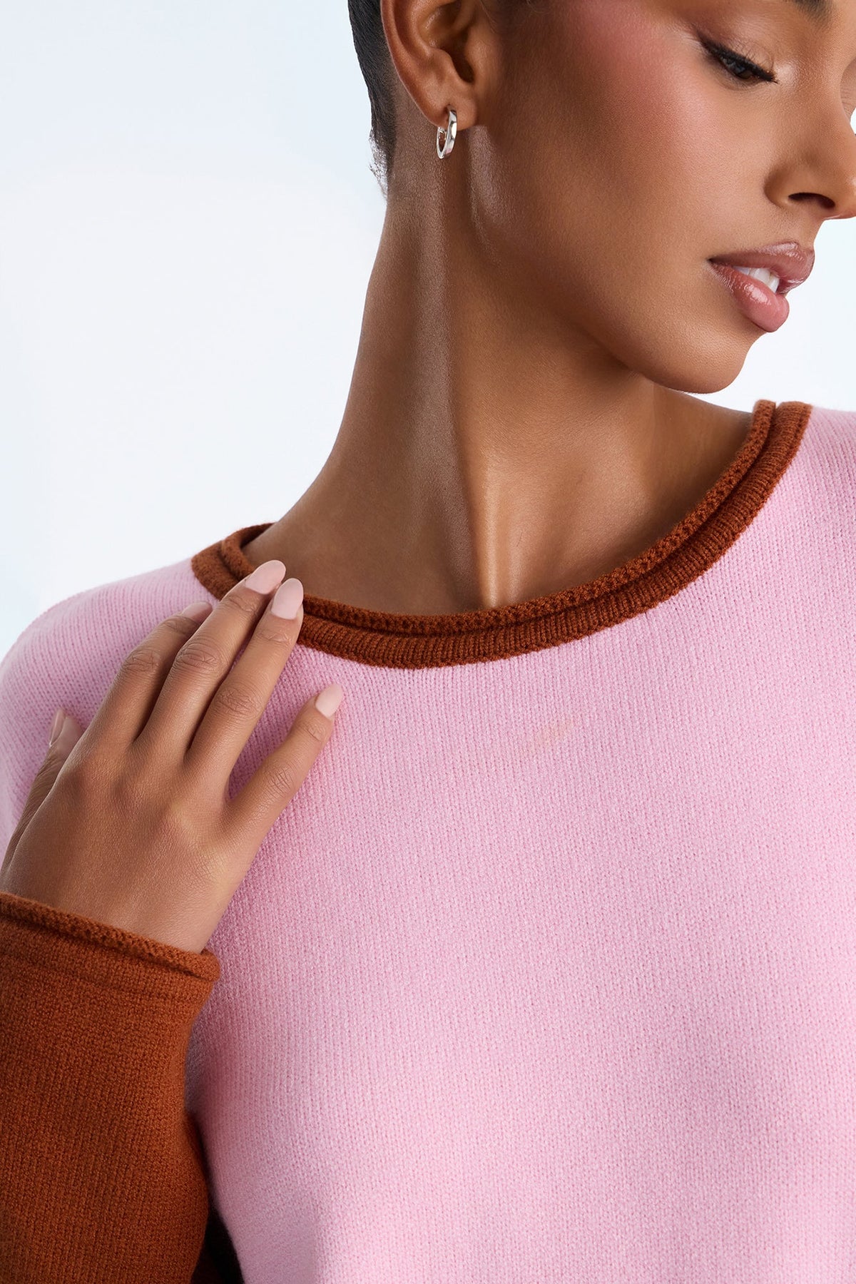 Amalia Colorblock Pullover Sweater - Pink/combo