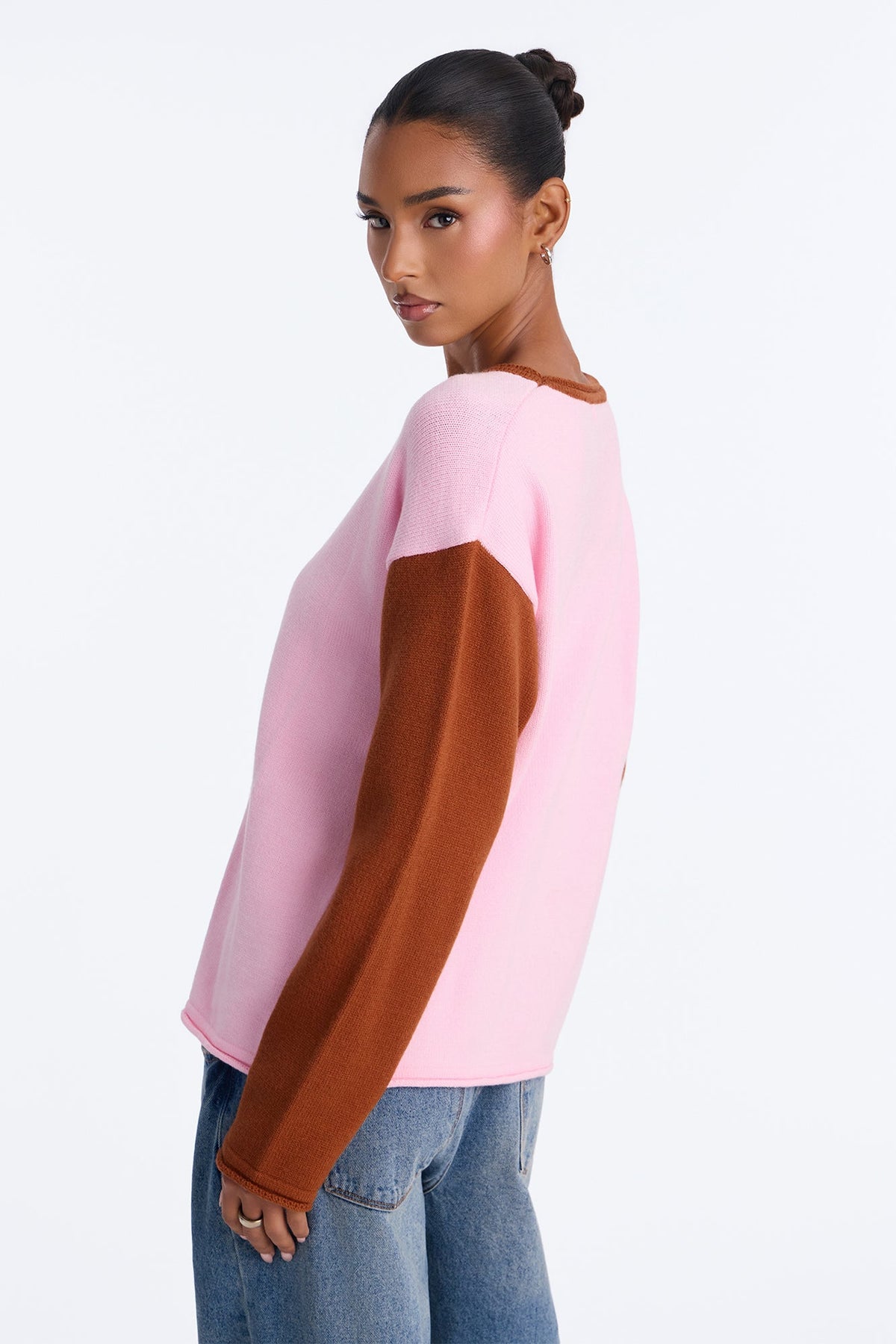 Amalia Colorblock Pullover Sweater - Pink/combo