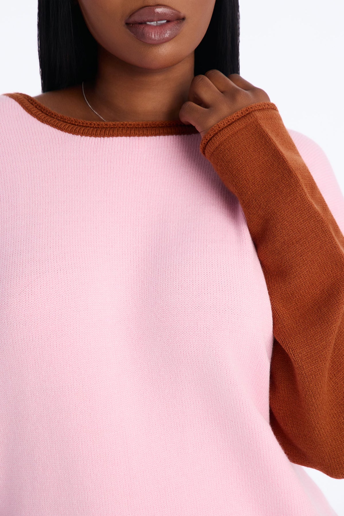 Amalia Colorblock Pullover Sweater - Pink/combo