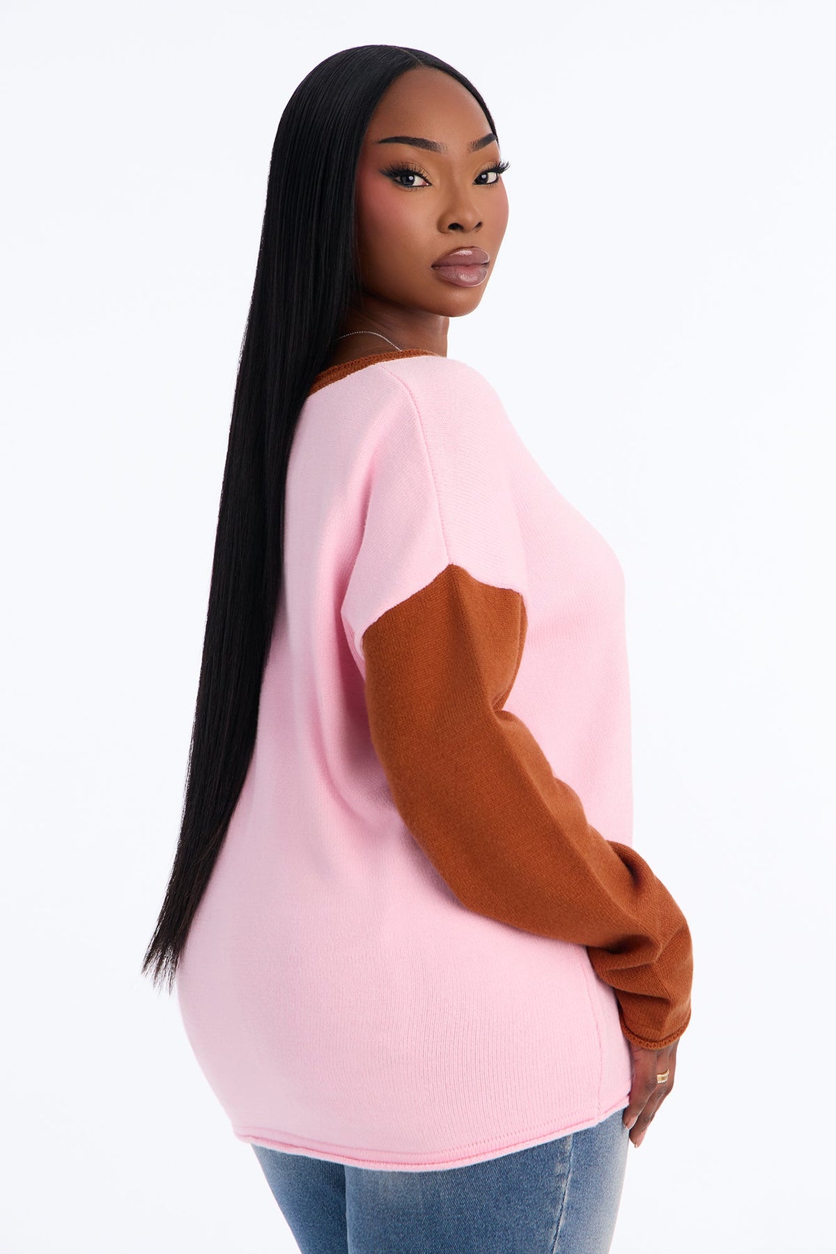Amalia Colorblock Pullover Sweater - Pink/combo