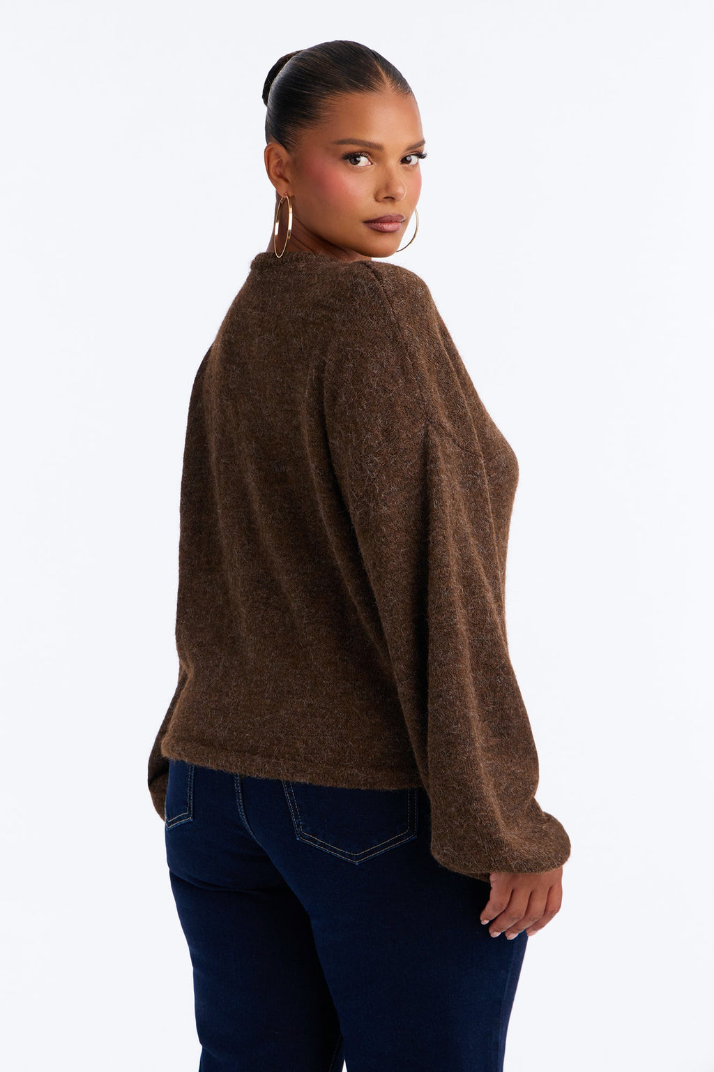 Karrie Long Sleeve Waist Tie Sweater - Mocha