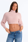 Deana Cropped Turtleneck Sweater - Mauve