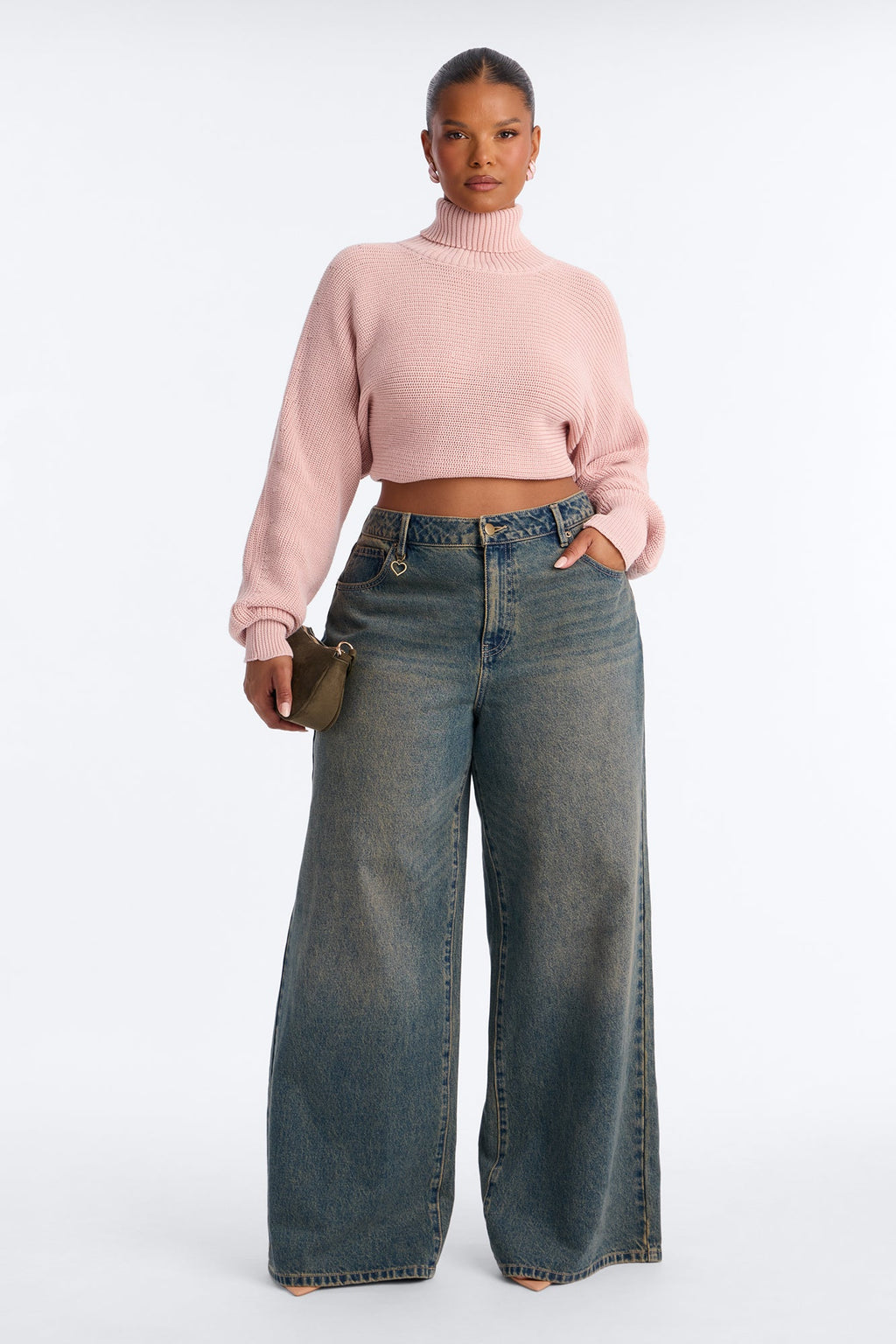 Deana Cropped Turtleneck Sweater - Mauve