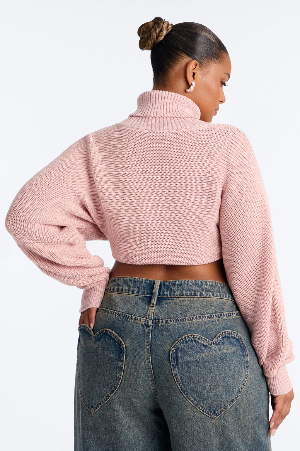 Deana Cropped Turtleneck Sweater - Mauve