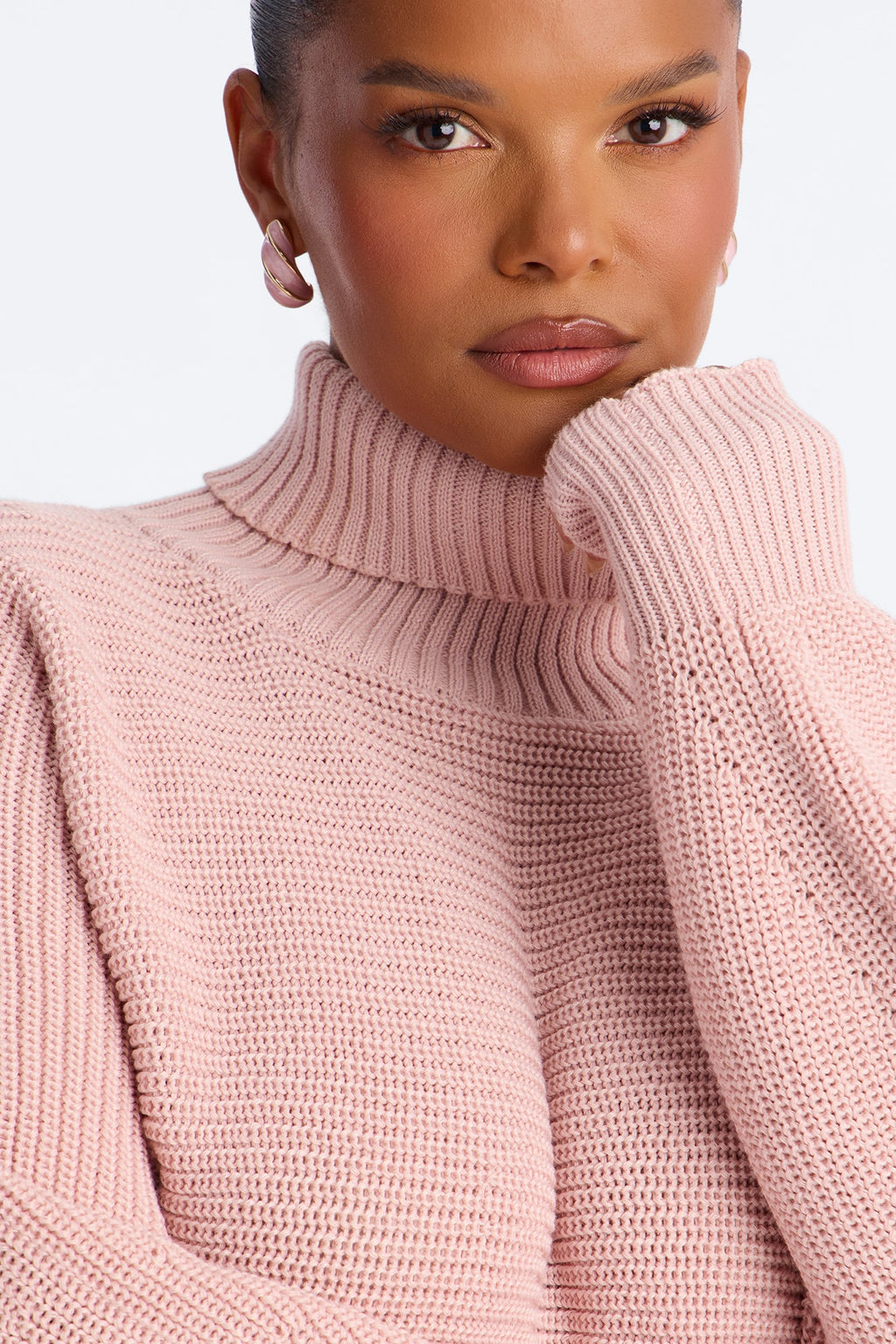 Deana Cropped Turtleneck Sweater - Mauve