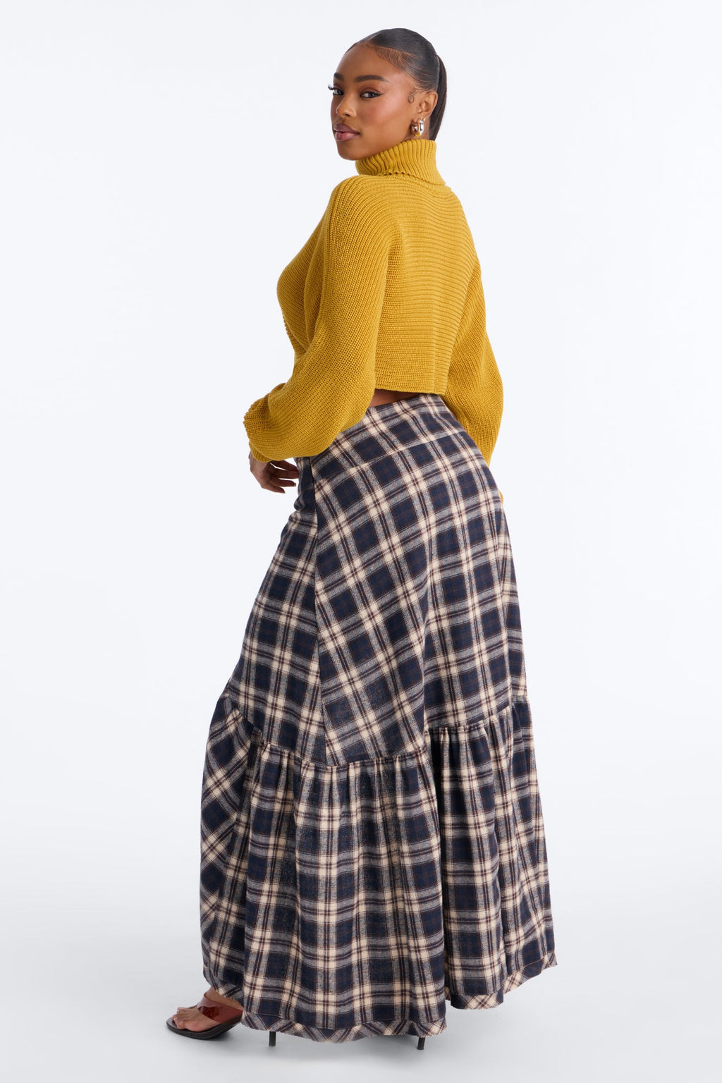 Deana Cropped Turtleneck Sweater - Mustard