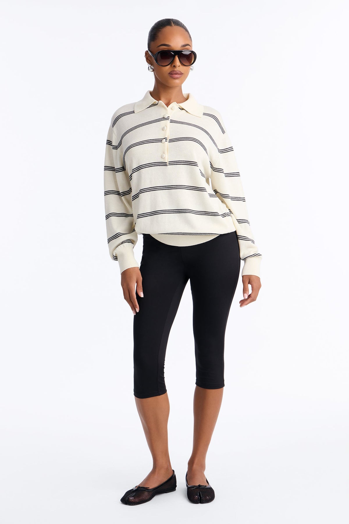 Calm Mornings Striped Pullover Sweater - Cream/combo