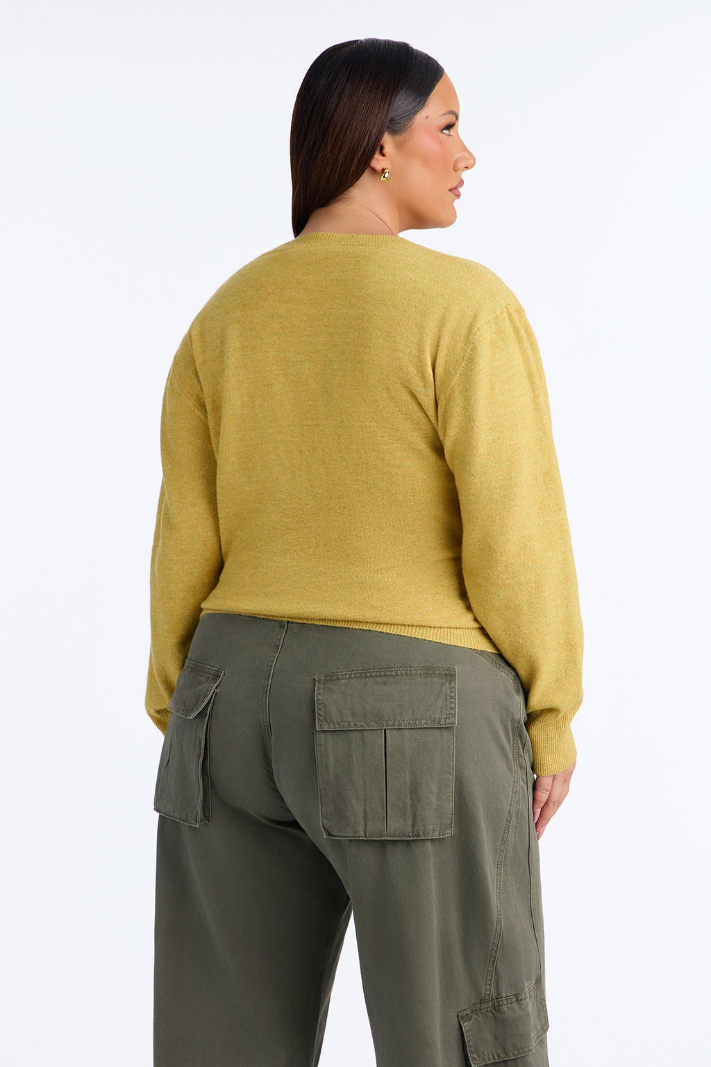 Autumn Cutie Deep V Neck Sweater - Yellow