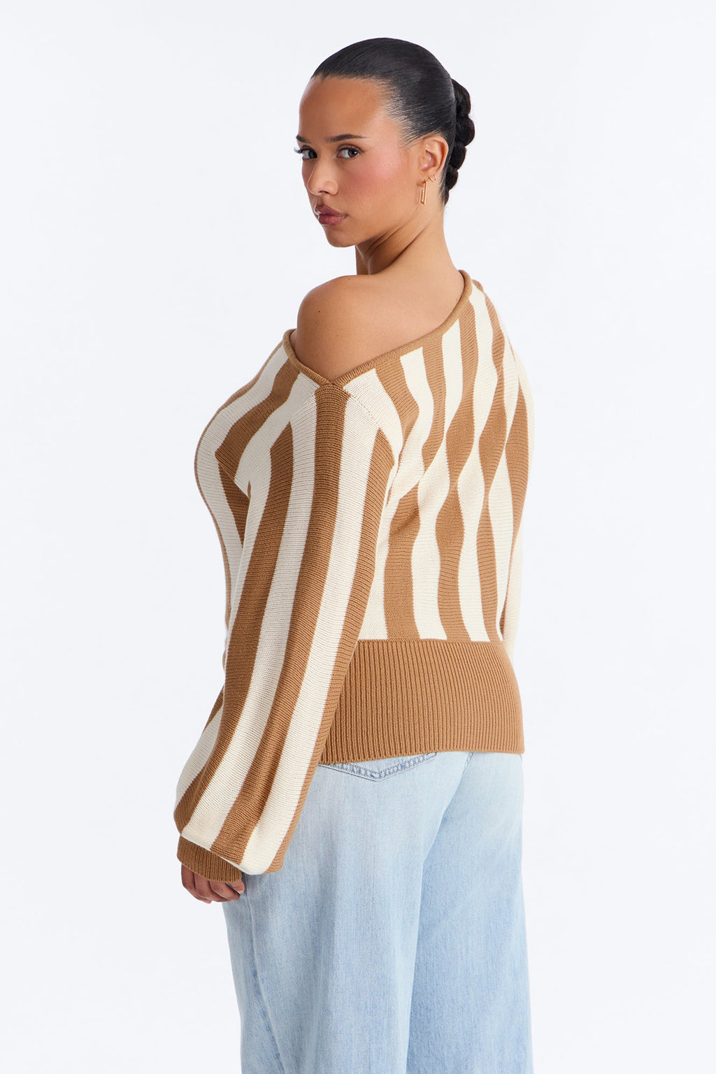 Carla Striped Pullover Sweater - Taupe/combo
