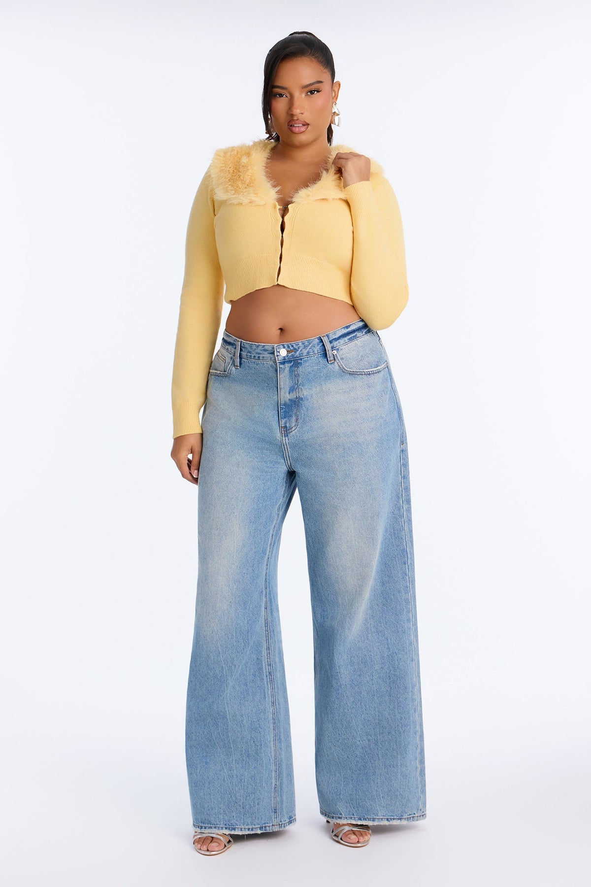 Icy Veil Cropped Cardigan - Butter Yellow