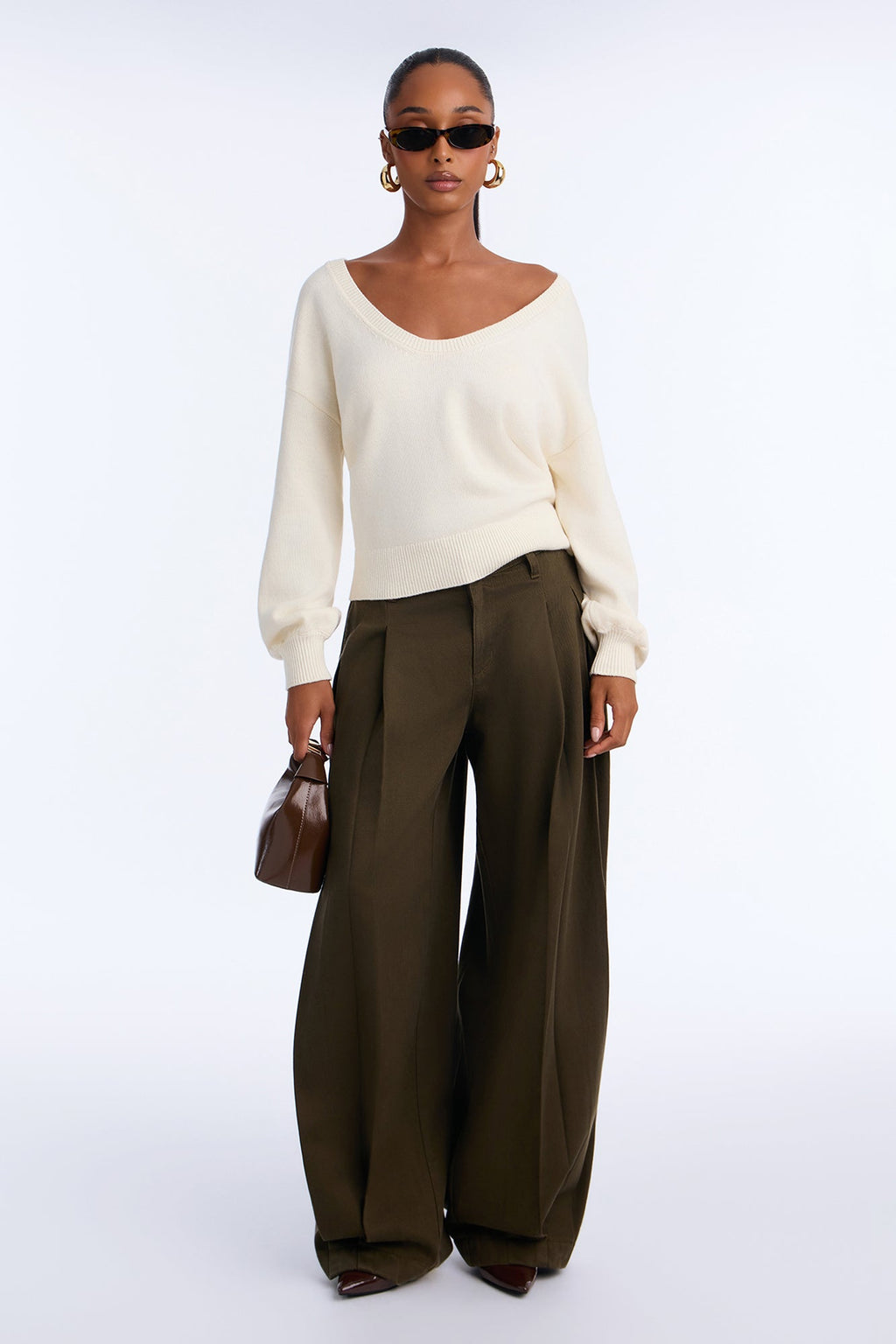 Night Fall U Neck Pullover Sweater - Ivory