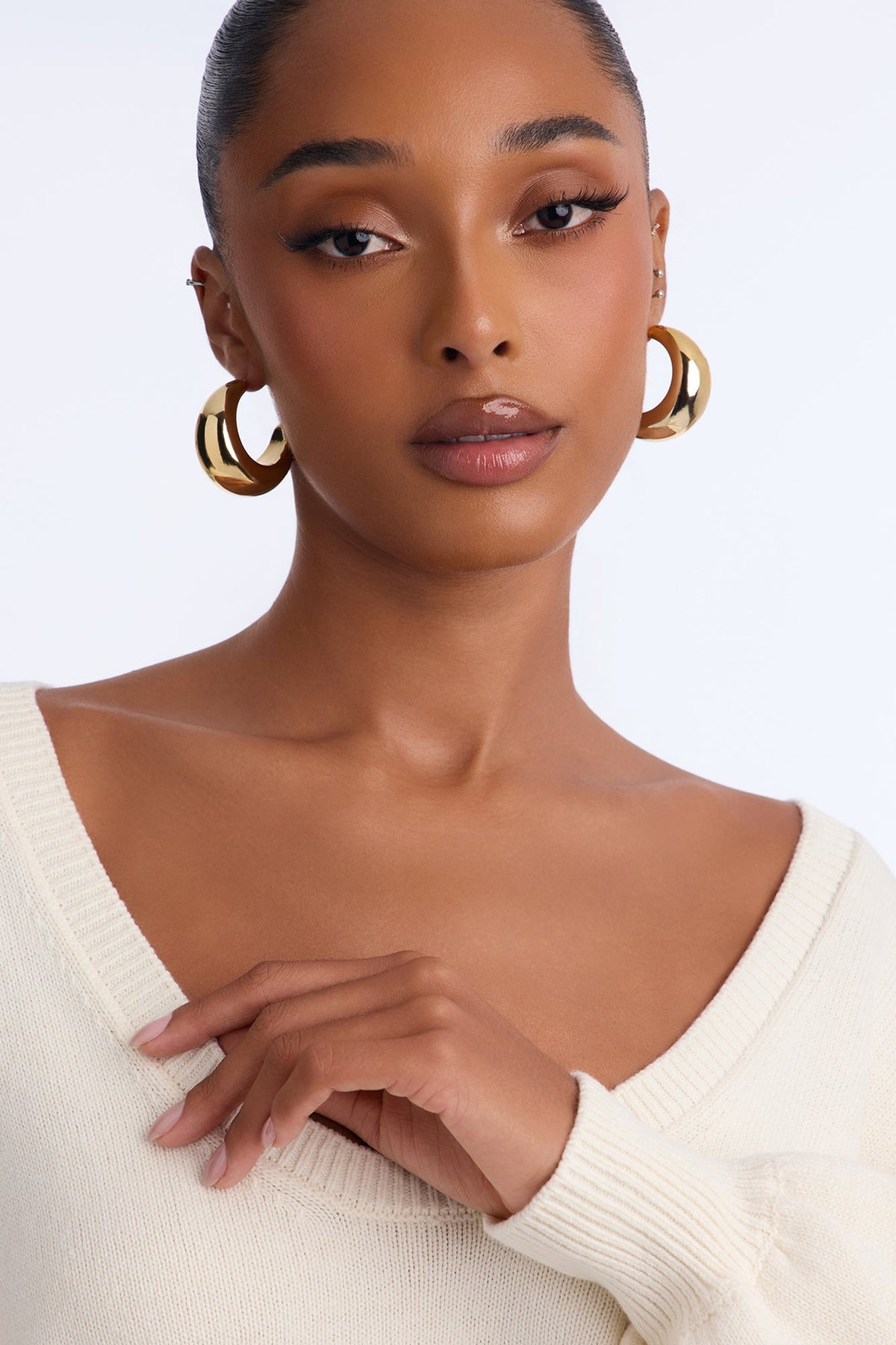 Night Fall U Neck Pullover Sweater - Ivory