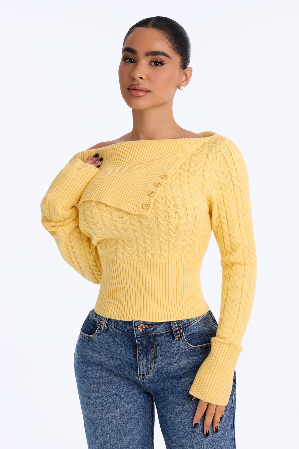 Stay Sweet Cable Knit Sweater - Butter Yellow