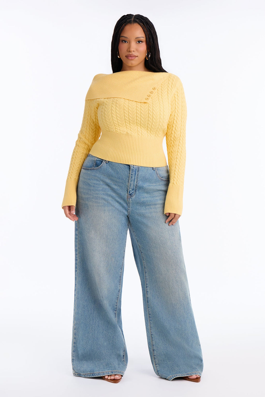 Stay Sweet Cable Knit Sweater - Butter Yellow