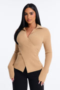 Savana Layered Long Sleeve Pullover Sweater - Taupe