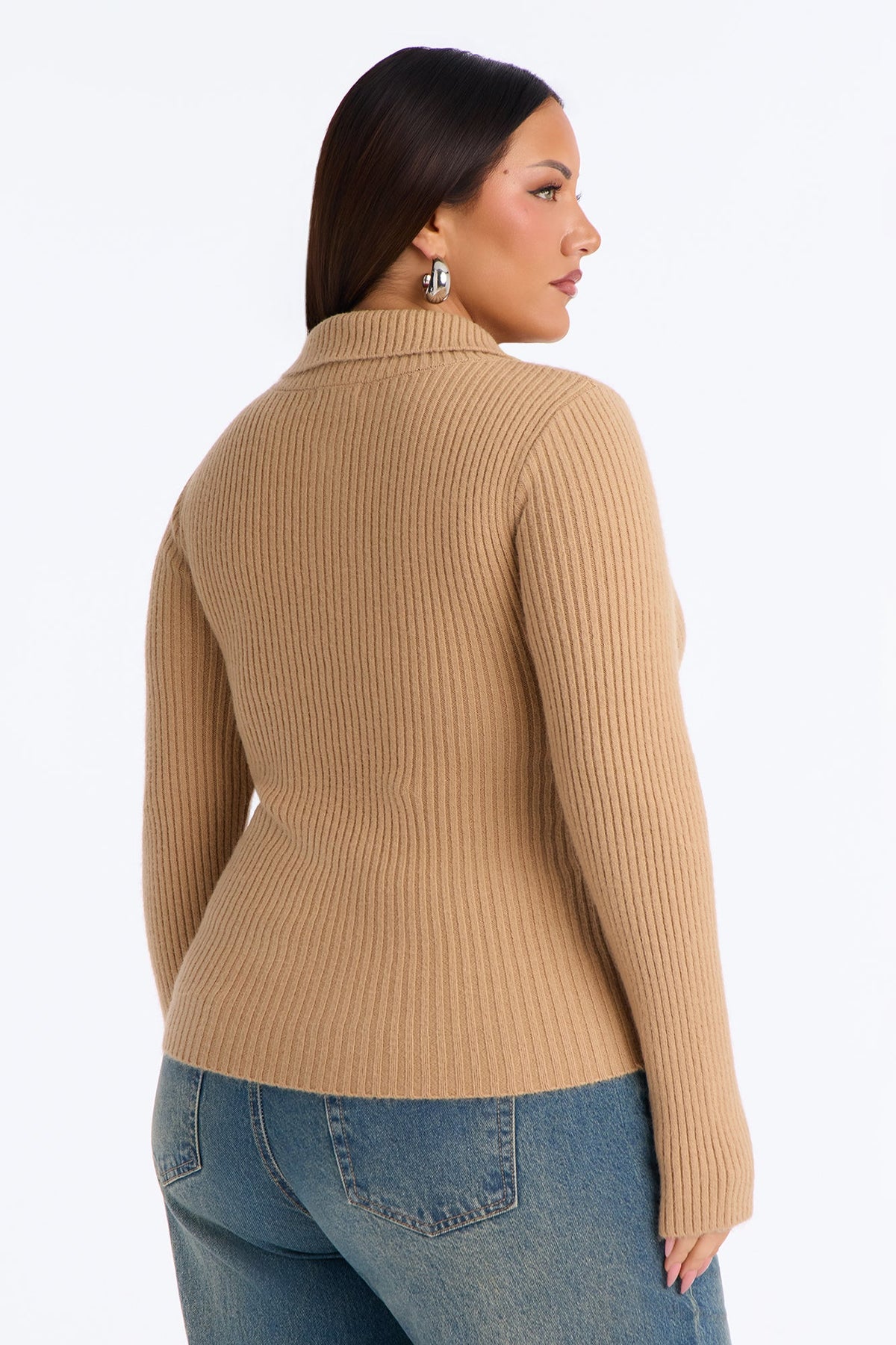 Savana Layered Long Sleeve Pullover Sweater - Taupe