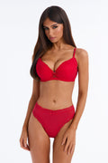 Tinsley Ribbed Cotton Thong Panty - Red