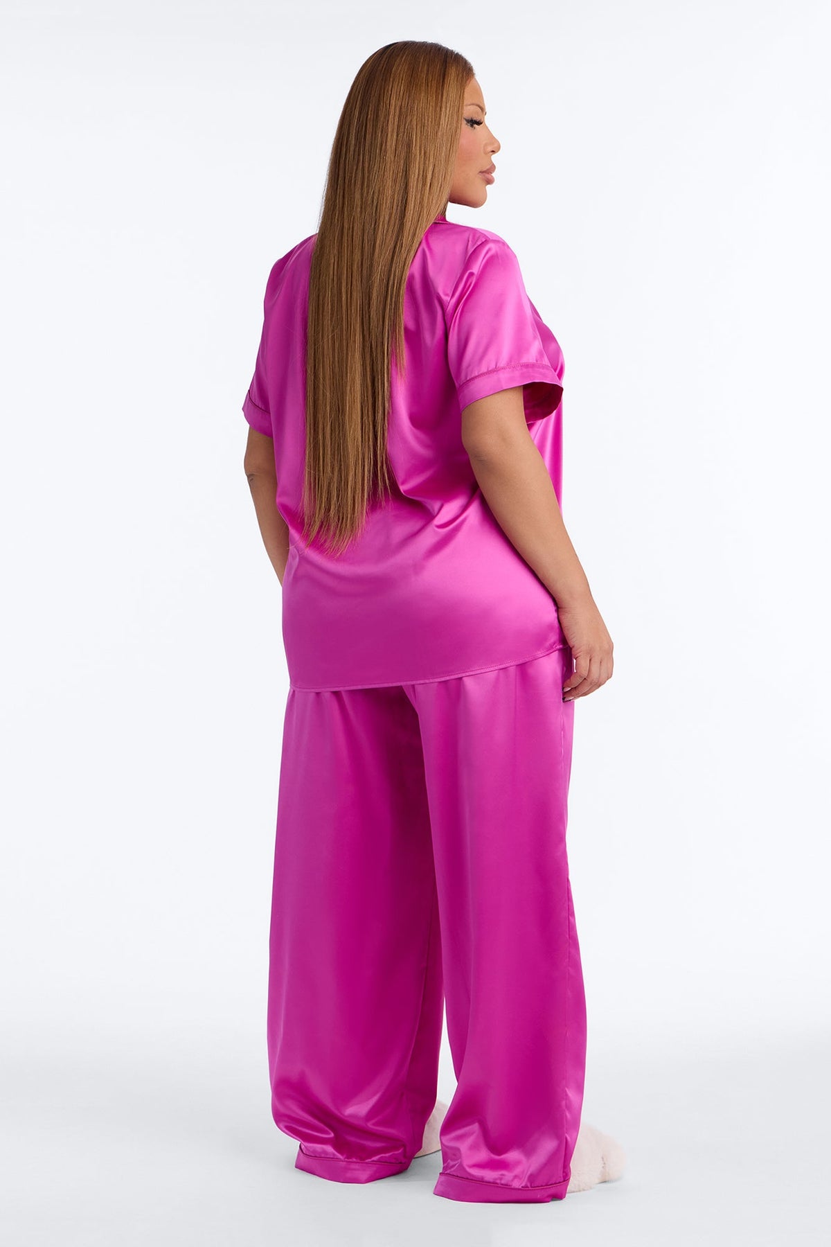 Bedtime Stretch Matte Satin PJ Pant Set - Raspberry