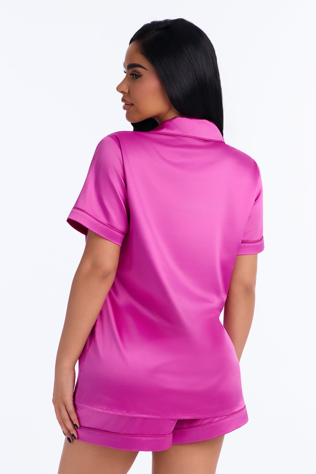 Bedtime Stretch Matte Satin PJ Short Set - Raspberry