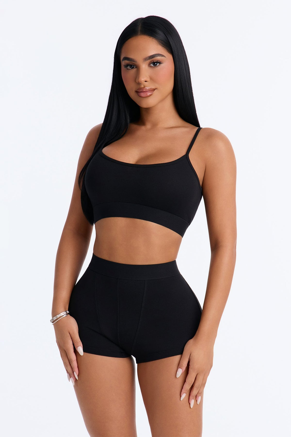 FN Mood Cotton Essential Cami & Boxer Set - Black