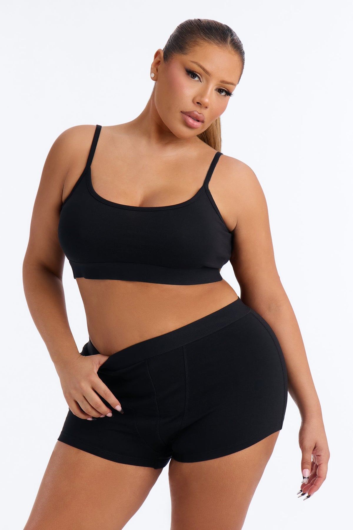 FN Mood Cotton Essential Cami & Boxer Set - Black