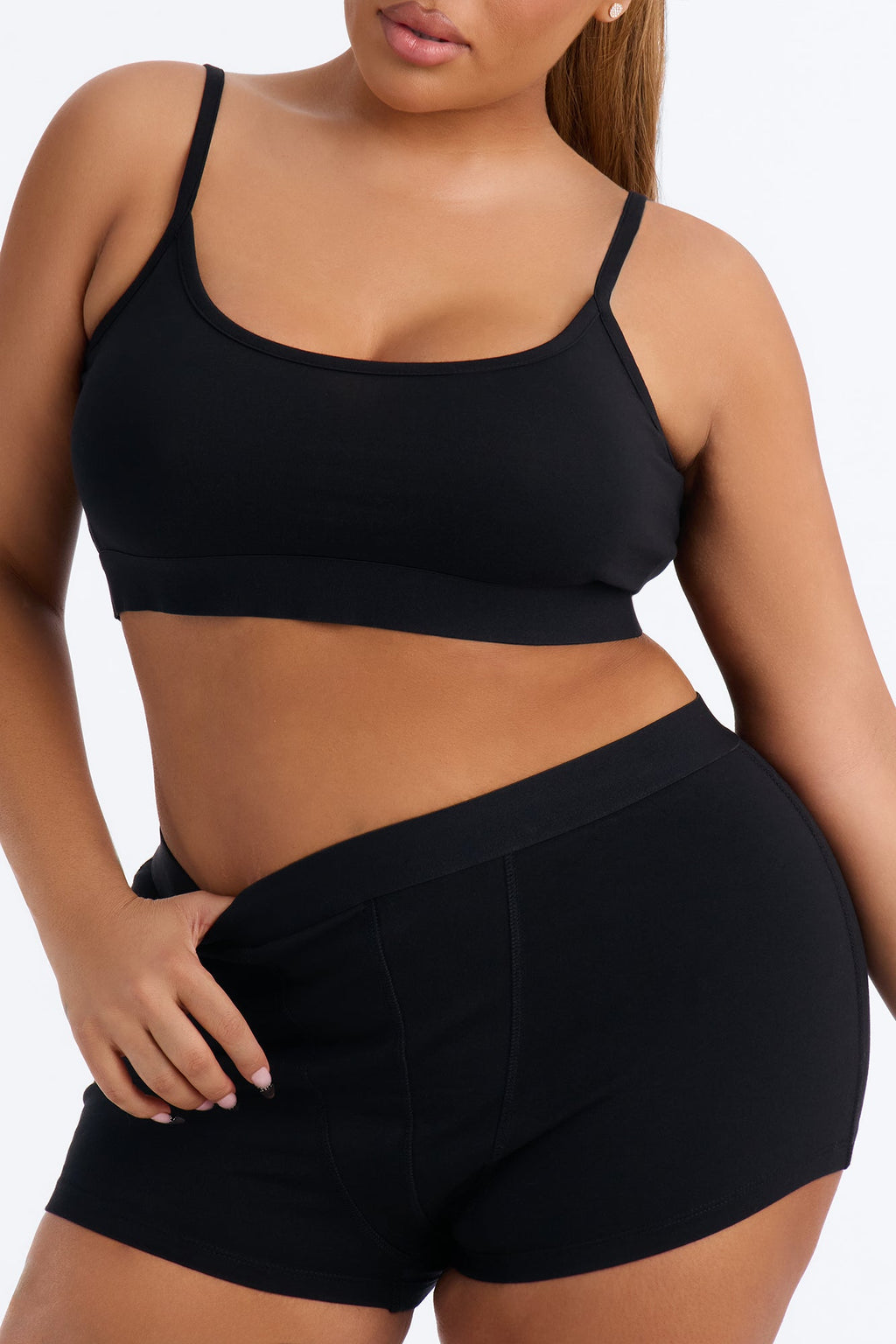 FN Mood Cotton Essential Cami & Boxer Set - Black