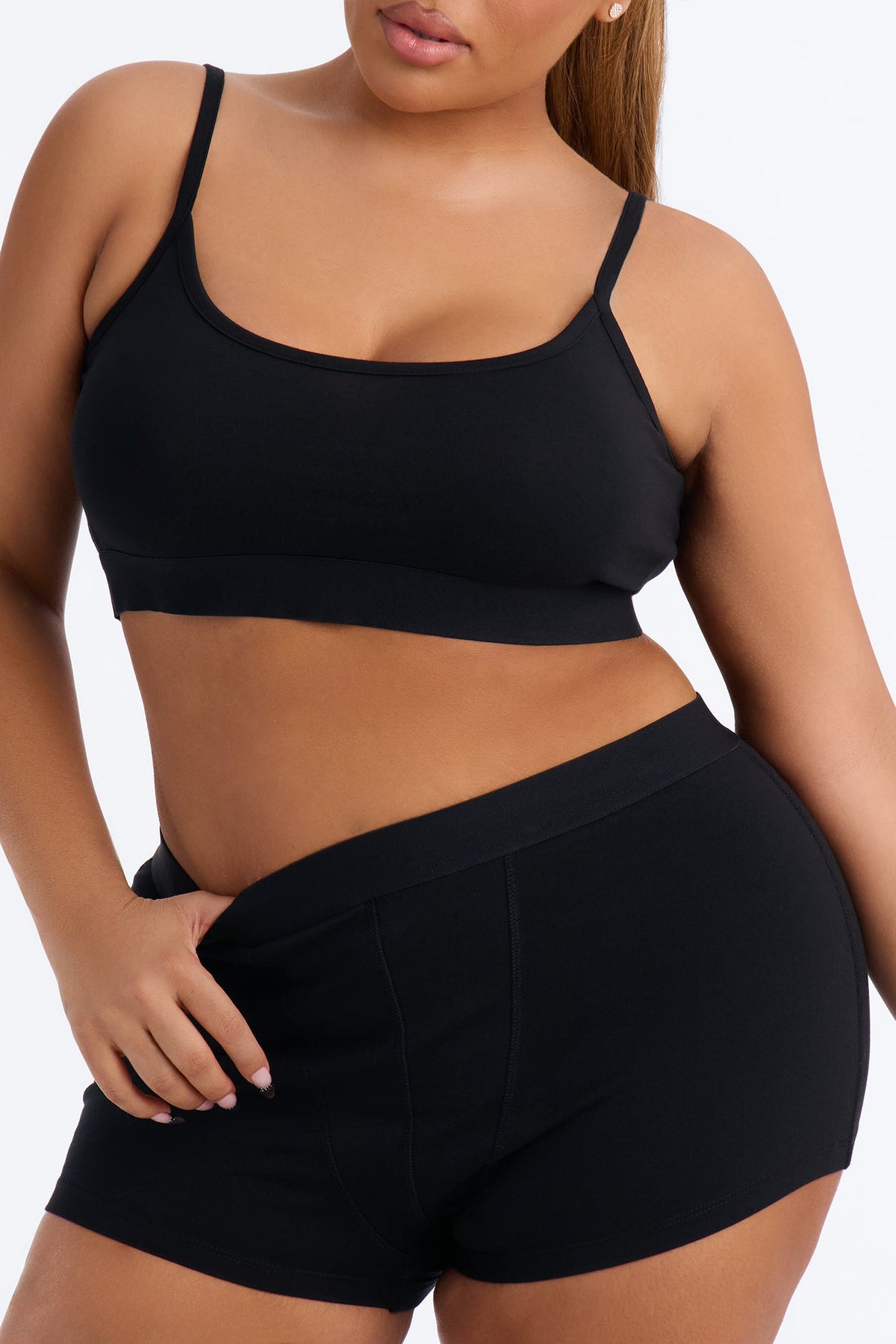 FN Mood Cotton Essential Cami & Boxer Set - Black