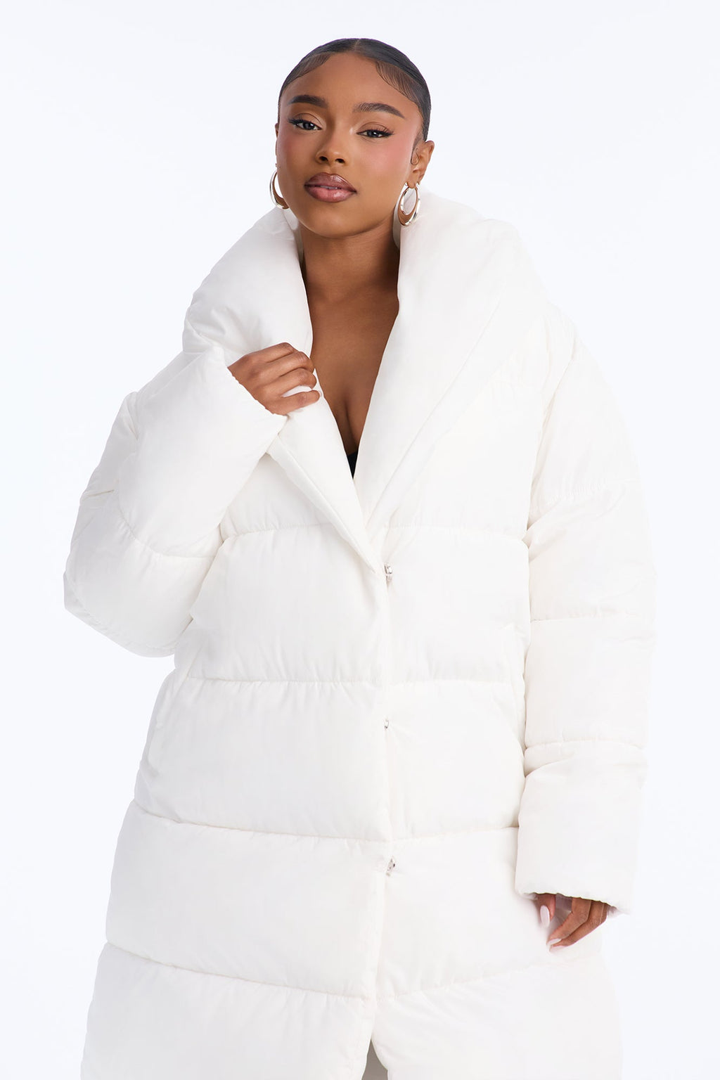 Hold You Down Oversized Long Puffer - White