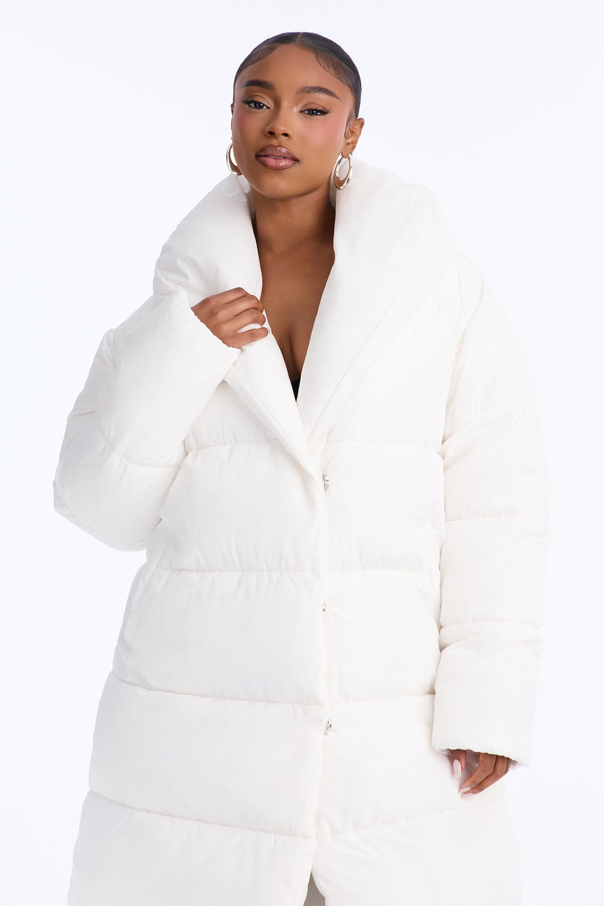 Hold You Down Oversized Long Puffer - White