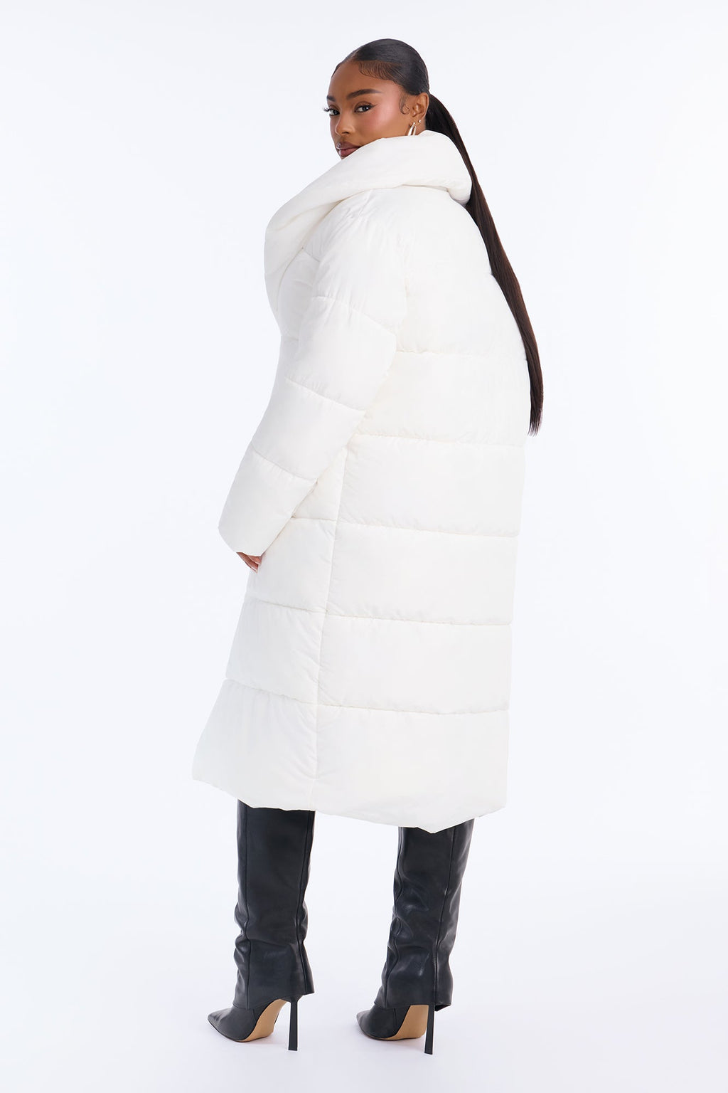 Hold You Down Oversized Long Puffer - White