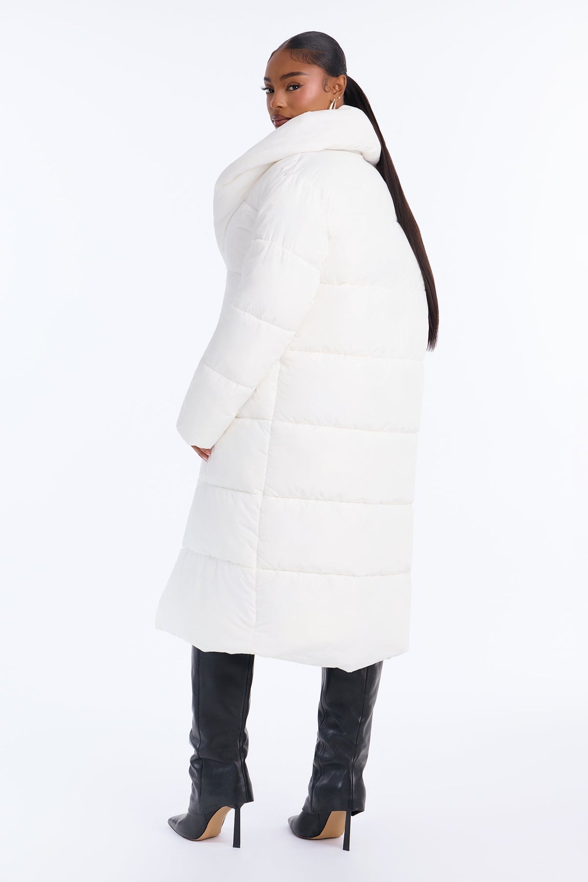 Hold You Down Oversized Long Puffer - White