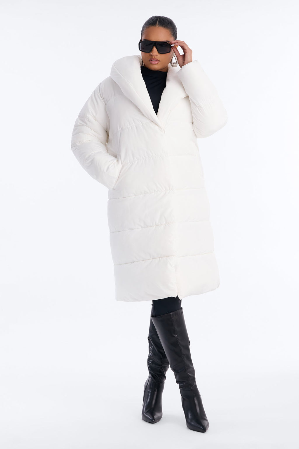 Hold You Down Oversized Long Puffer - White