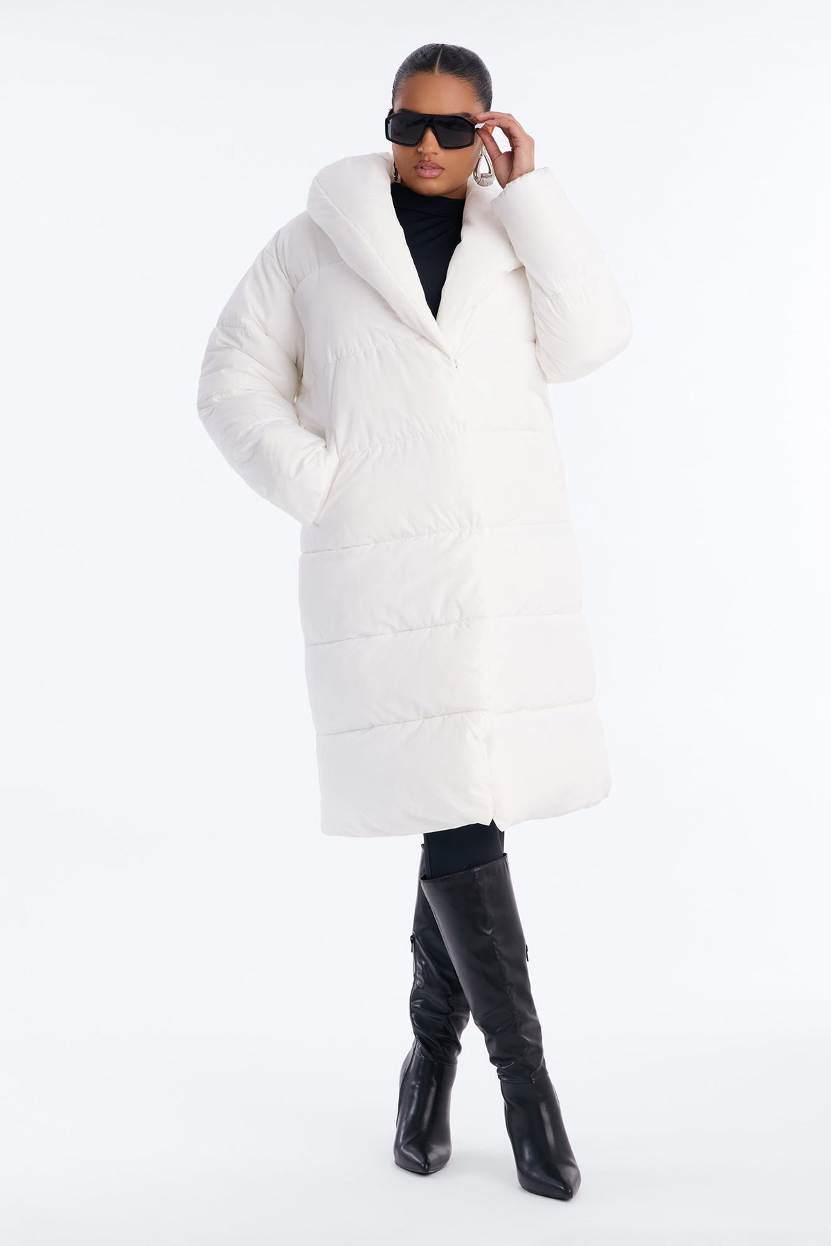 Hold You Down Oversized Long Puffer - White