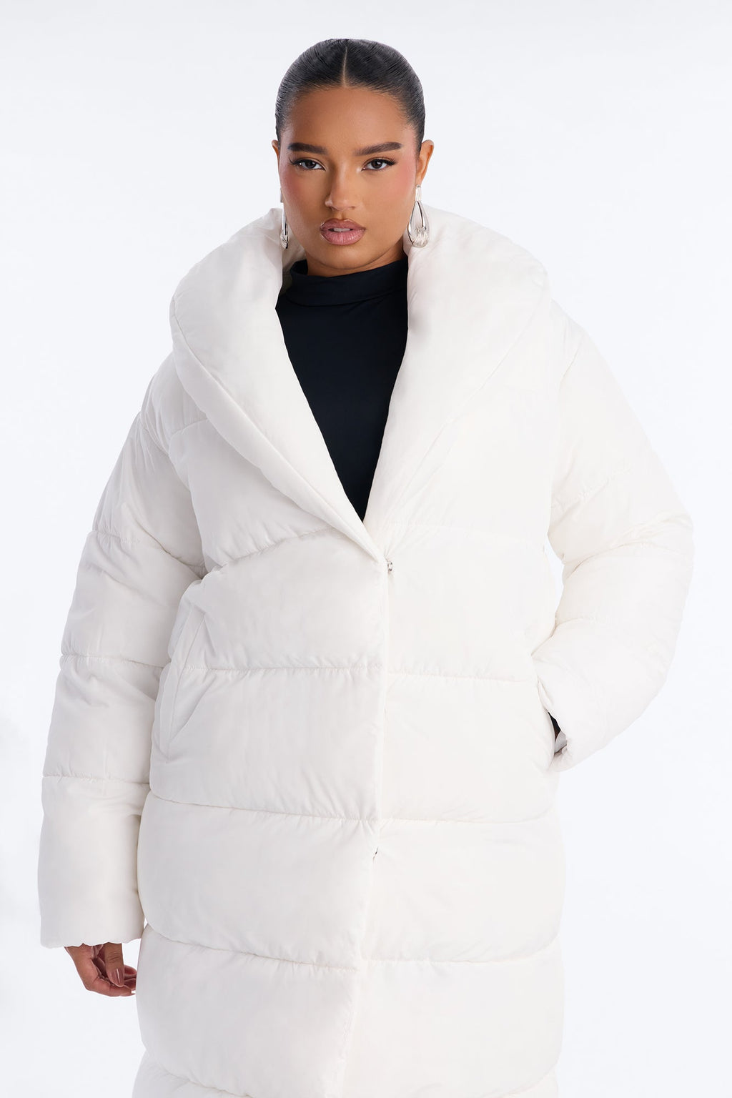 Hold You Down Oversized Long Puffer - White
