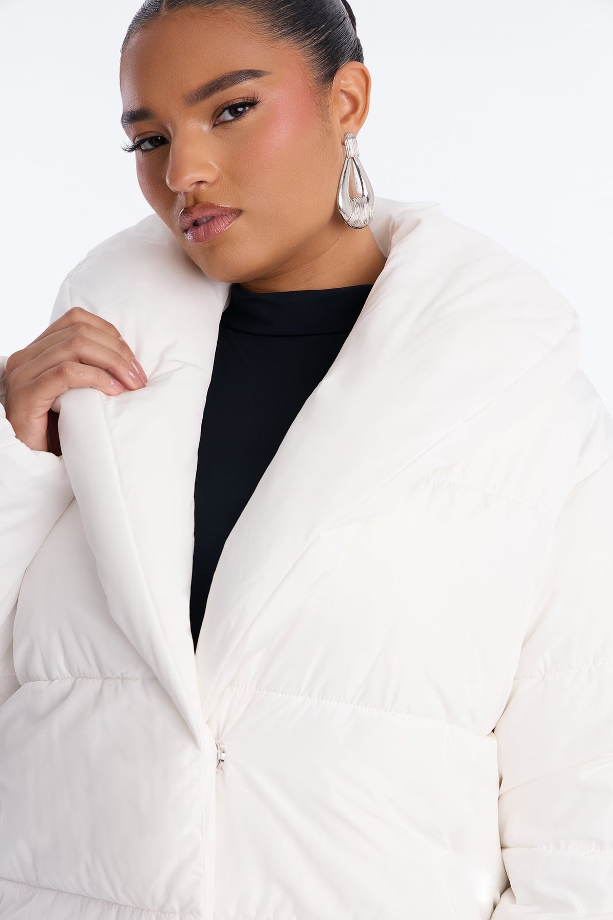 Hold You Down Oversized Long Puffer - White