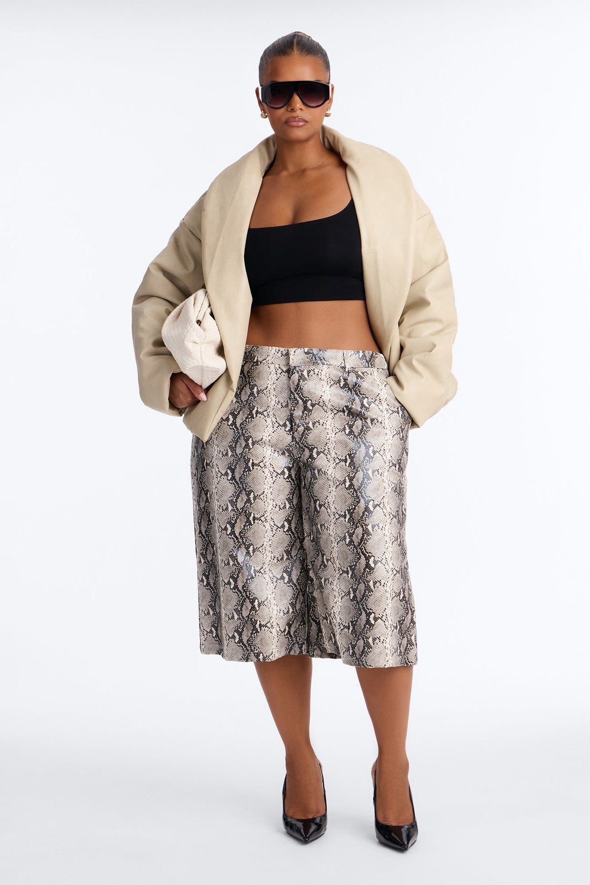 Kiara Faux Leather Jacket - Stone