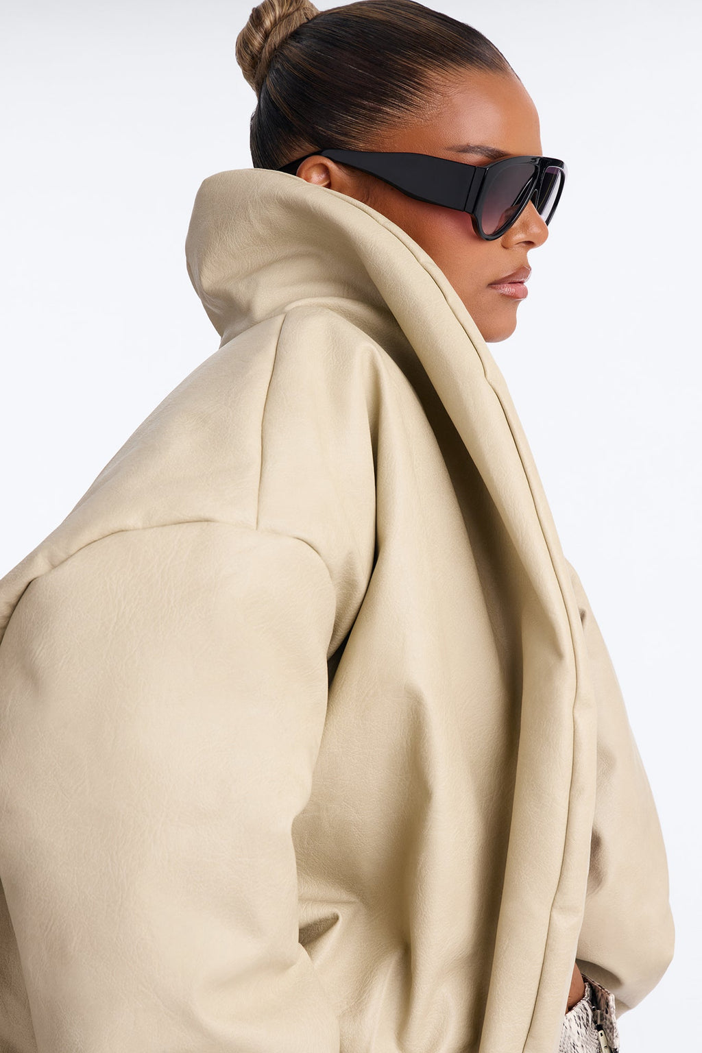 Kiara Faux Leather Jacket - Stone