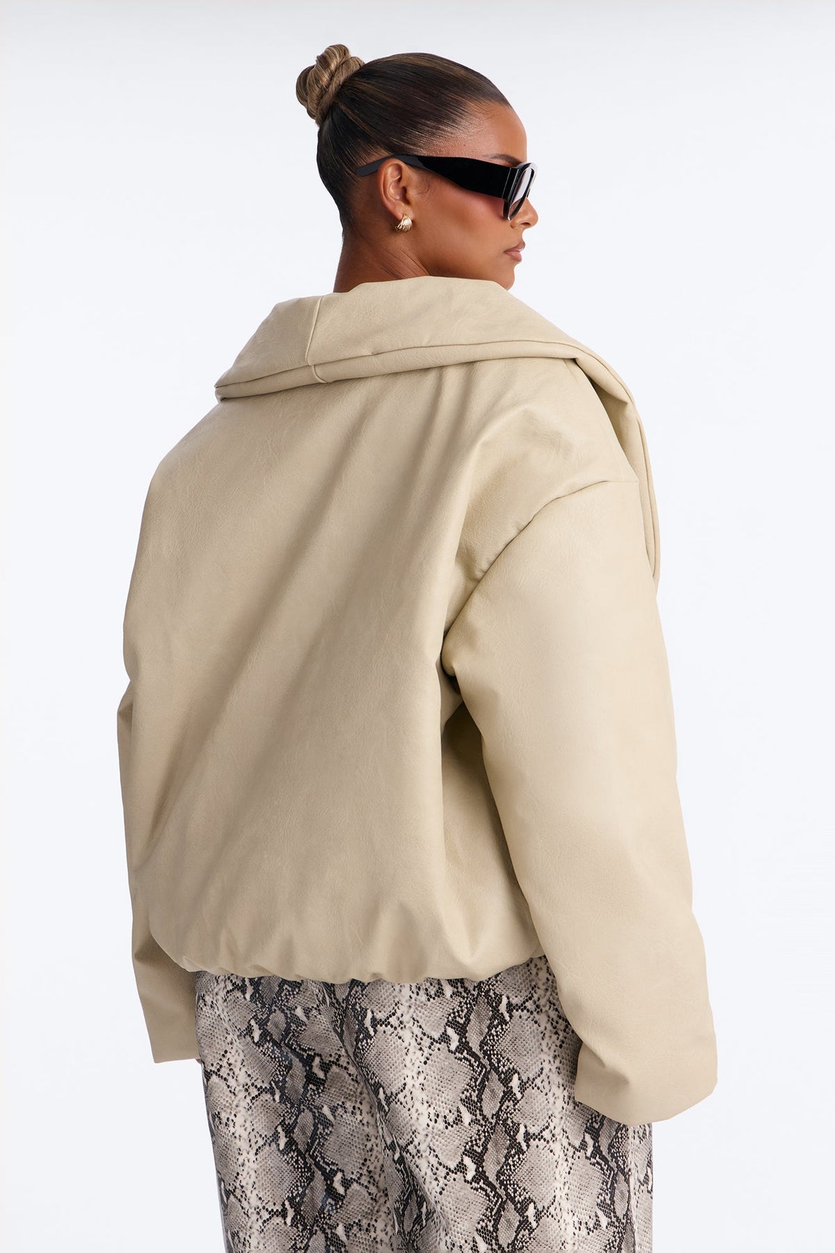Kiara Faux Leather Jacket - Stone