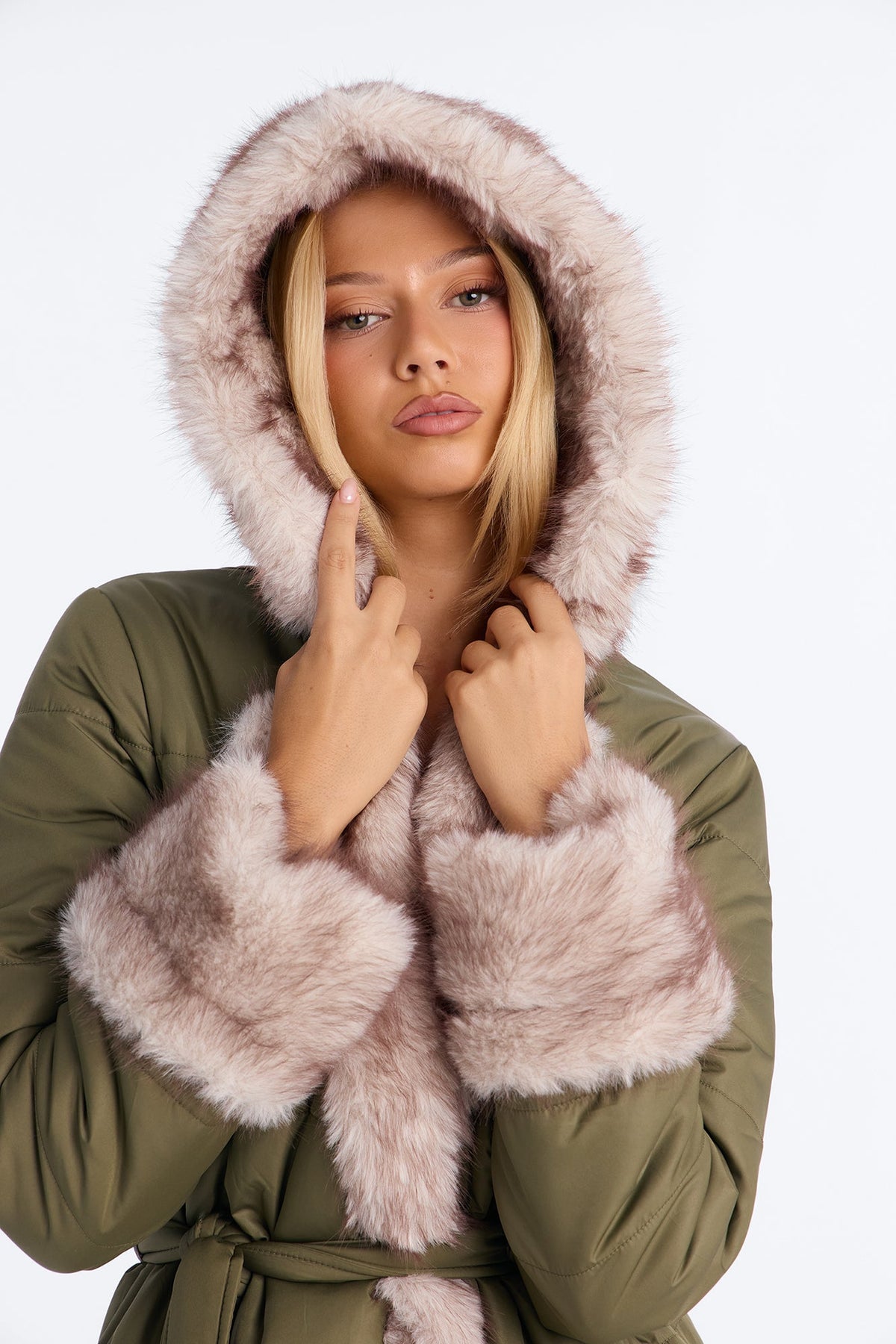 Cabin Escape Fur Trim Puffer Jacket - Olive